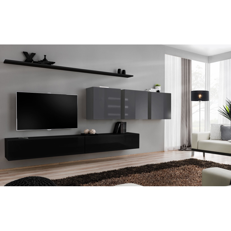 Wohnzimmerwand RIONATA 7 - Schwarz/Graphit