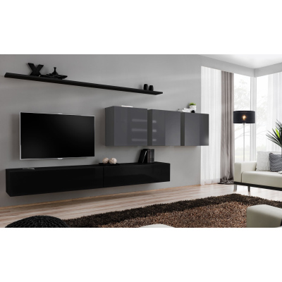 Wohnzimmerwand RIONATA 7 - Schwarz/Graphit