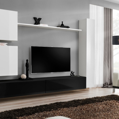 Wohnzimmerwand RIONATA 8 - weiß / schwarz