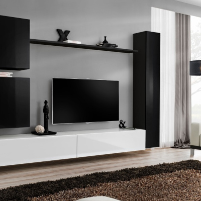 Wohnzimmerwand RIONATA 8 - schwarz/weiß