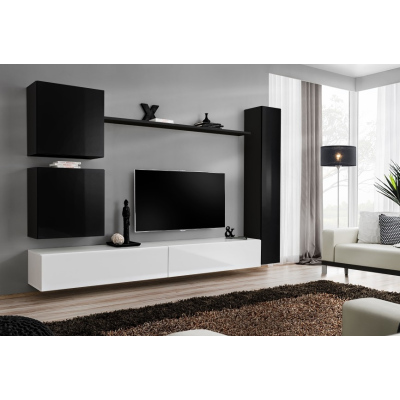 Wohnzimmerwand RIONATA 8 - schwarz/weiß