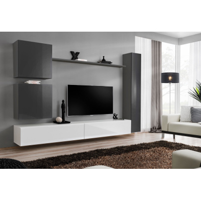 Wohnzimmerwand RIONATA 8 – Graphit/Weiß