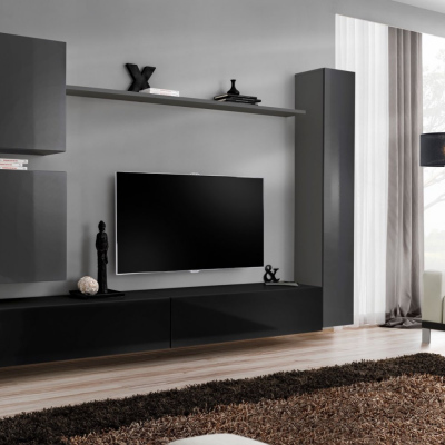 Wohnzimmerwand RIONATA 8 – Graphit/Schwarz