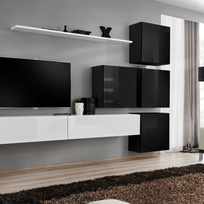 Wohnzimmerwand RIONATA 9 - weiß / schwarz