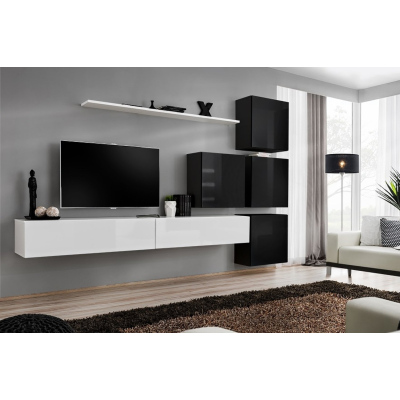 Wohnzimmerwand RIONATA 9 - weiß / schwarz