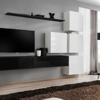 Wohnzimmerwand RIONATA 9 - schwarz/weiß