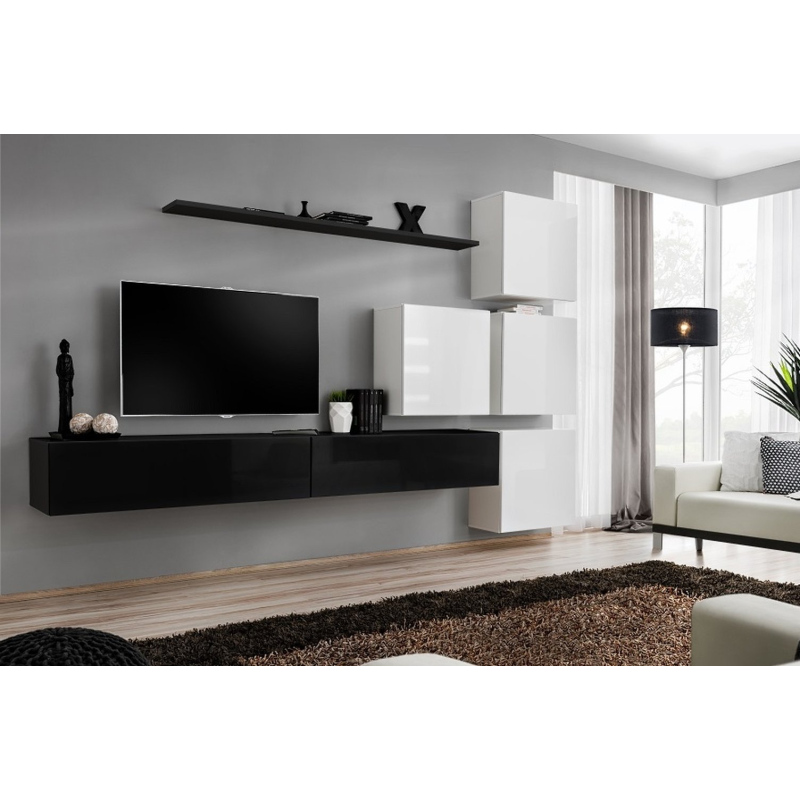 Wohnzimmerwand RIONATA 9 - schwarz/weiß