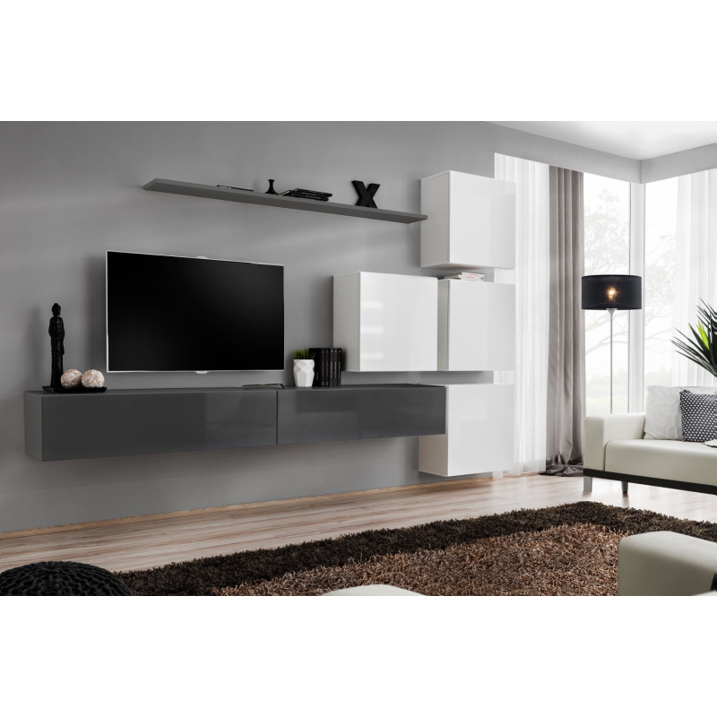 Wohnzimmerwand RIONATA 9 – Graphit/Weiß