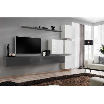 Wohnzimmerwand RIONATA 9 – Graphit/Weiß