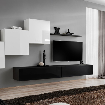 Wohnzimmerwand RIONATA 10 - weiß / schwarz