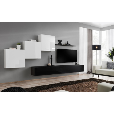 Wohnzimmerwand RIONATA 10 - weiß / schwarz