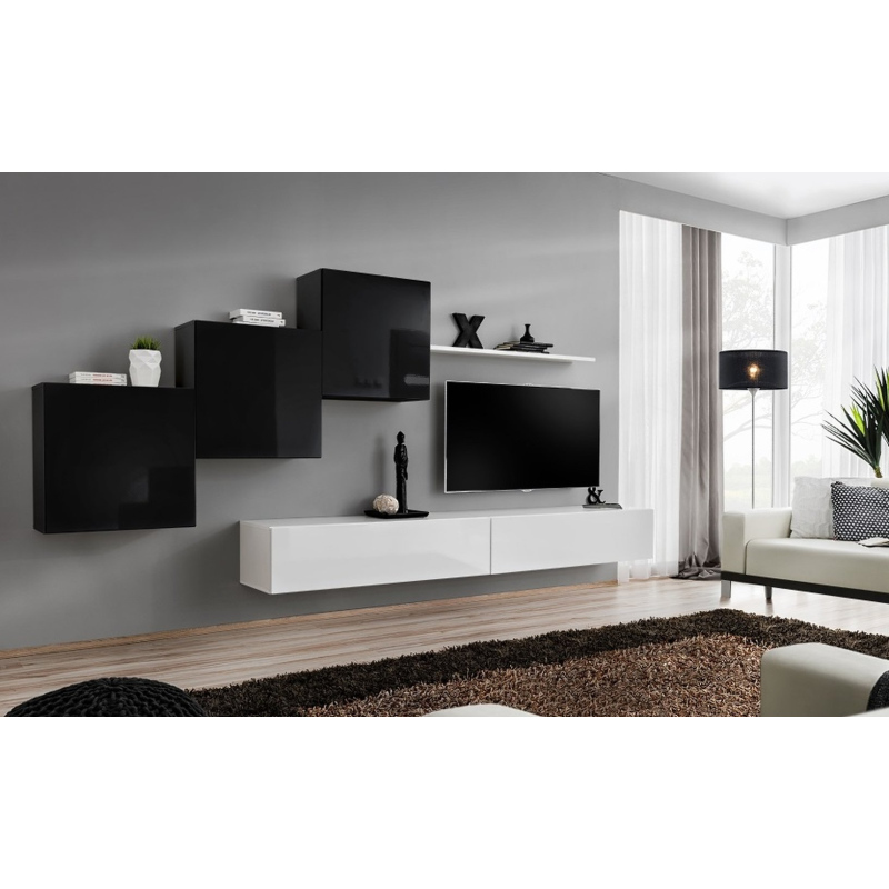 Wohnzimmerwand RIONATA 10 - schwarz/weiß
