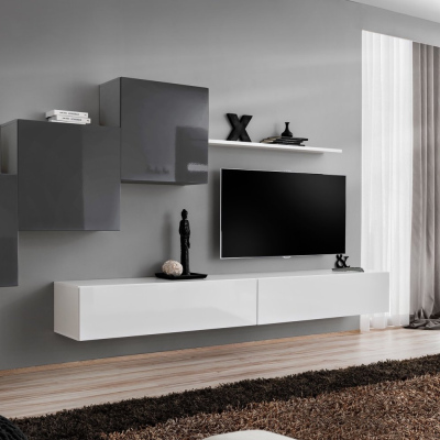 Wohnzimmerwand RIONATA 10 – Graphit/Weiß