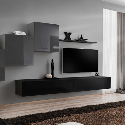 Wohnzimmerwand RIONATA 10 – Graphit/Schwarz