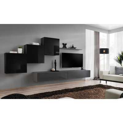Wohnzimmerwand RIONATA 10 - Schwarz/Graphit