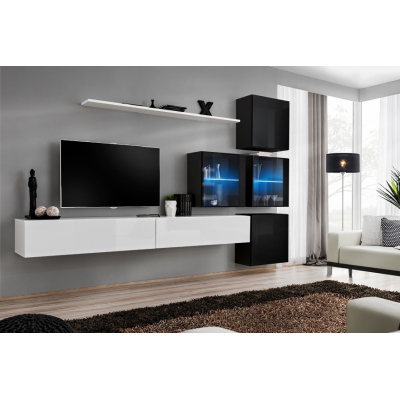 Wohnzimmerwand RIONATA 19 - weiß / schwarz