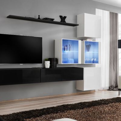 Wohnzimmerwand RIONATA 19 - schwarz/weiß