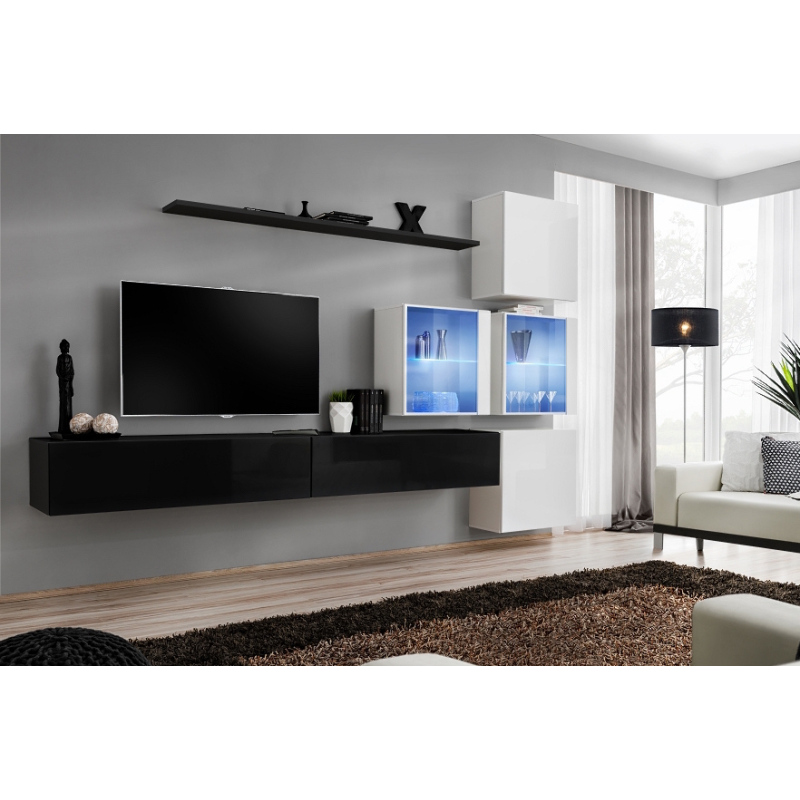 Wohnzimmerwand RIONATA 19 - schwarz/weiß