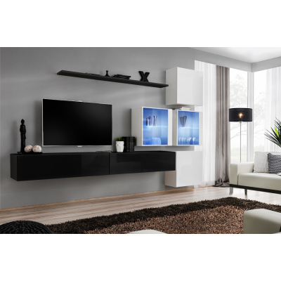 Wohnzimmerwand RIONATA 19 - schwarz/weiß