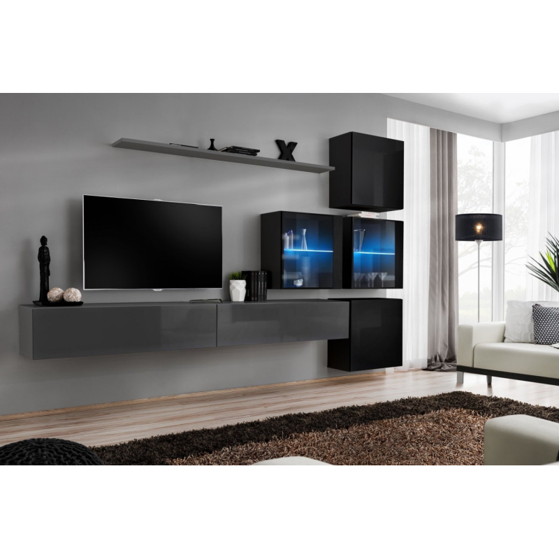 Wohnzimmerwand RIONATA 19 – Graphit/Schwarz