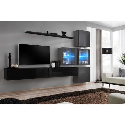 Wohnzimmerwand RIONATA 19 - Schwarz/Graphit