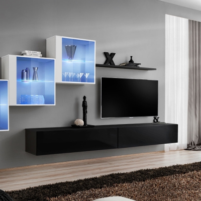 Wohnzimmerwand RIONATA 20 - weiß / schwarz