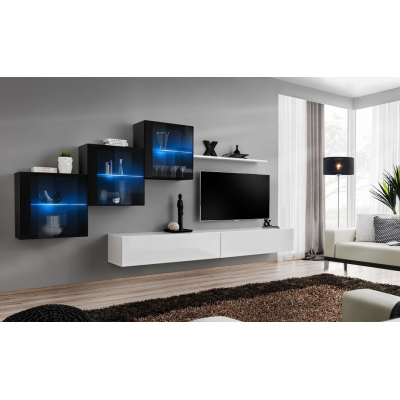 Wohnzimmerwand RIONATA 20 - schwarz/weiß