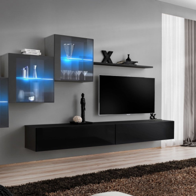 Wohnzimmerwand RIONATA 20 – Graphit/Schwarz