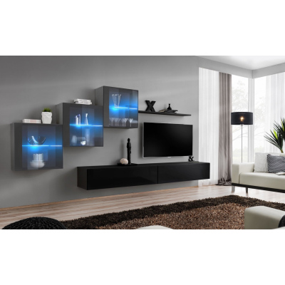Wohnzimmerwand RIONATA 20 – Graphit/Schwarz
