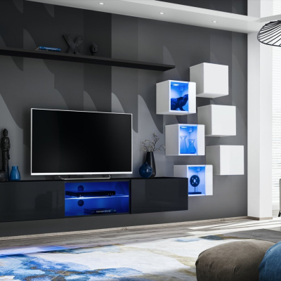 Wohnzimmerwand RIONATA 21 - schwarz/weiß