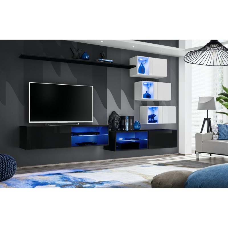 Wohnzimmerwand RIONATA 24 - schwarz/weiß