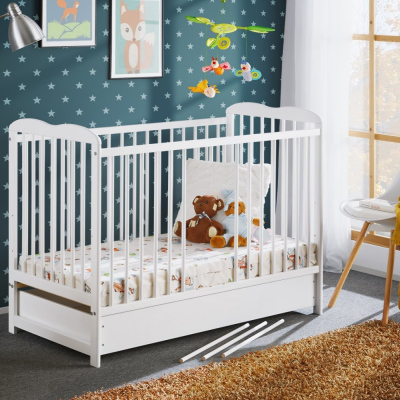 Babybett mit Stauraum FINA - 60x120, weiß