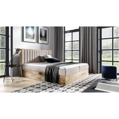 Boxspringbett CHANTELLE 4 – 160x200, Beige + GRATIS Topper