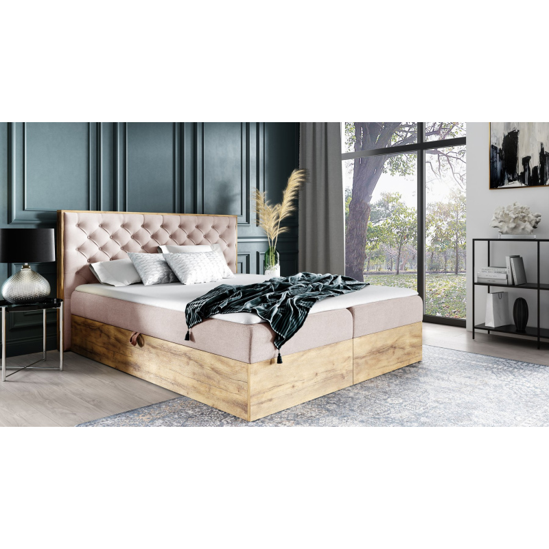 Boxspringbett CHANTELLE 3 – 160x200, Rosa + GRATIS Topper