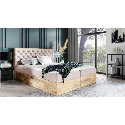 Boxspringbett CHANTELLE 3 – 160x200, Rosa + GRATIS Topper