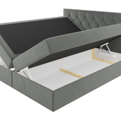 Bett Boxspring TIBOR – 160x200, schwarz + KOSTENLOSER Topper