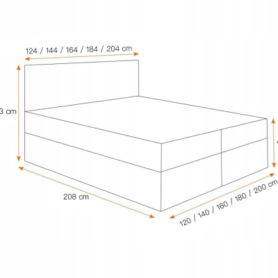 Boxspring Bett mit gestepptem Kopfteil EUGENA – 120x200, rot + KOSTENLOSER Topper