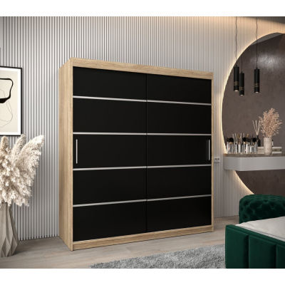 Kleiderschrank ENNI – Breite 180 cm, Eiche sonoma / schwarz