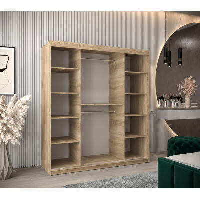 Kleiderschrank ENNI – Breite 180 cm, Eiche sonoma / schwarz