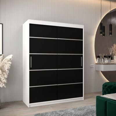 Kleiderschrank ENNI – Breite 150 cm, weiß / schwarz