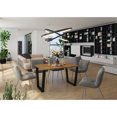 Esstisch CISAR 1 - Lancelot Eiche / Schwarz matt