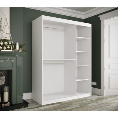 Spiegel-Schwebetürenschrank MAREILLE 2 – Breite 150 cm, weiß / weißer Marmor