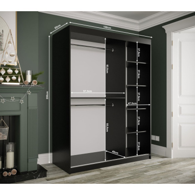 Spiegel-Schwebetürenschrank MAREILLE 2 – Breite 150 cm, weiß / weißer Marmor