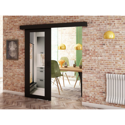 Schiebetür mit Spiegel BORISA 2 – 90 cm, schwarz