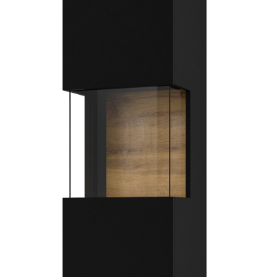 Moderne Glasvitrine BONA – Schwarz / Wotan
