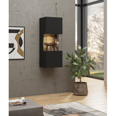 Moderne Glasvitrine BONA – Schwarz / Wotan