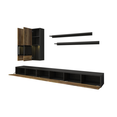 Designer-Fernsehtisch BRYCE – Nuss Satin / Touchwood
