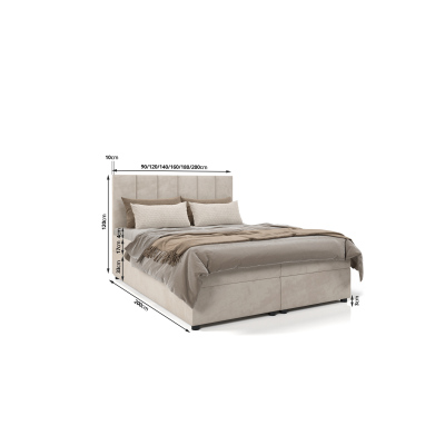 Hotelbett DELTA 1 – 200x200, dunkelgrau