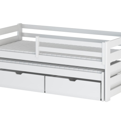 Kinderbett mit Zustellbett und Stauraum HERMIONA – 90x200, Weiß