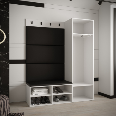 Flurwand mit gepolsterten Paneelen HARRISON – Weiß, beige Paneele
